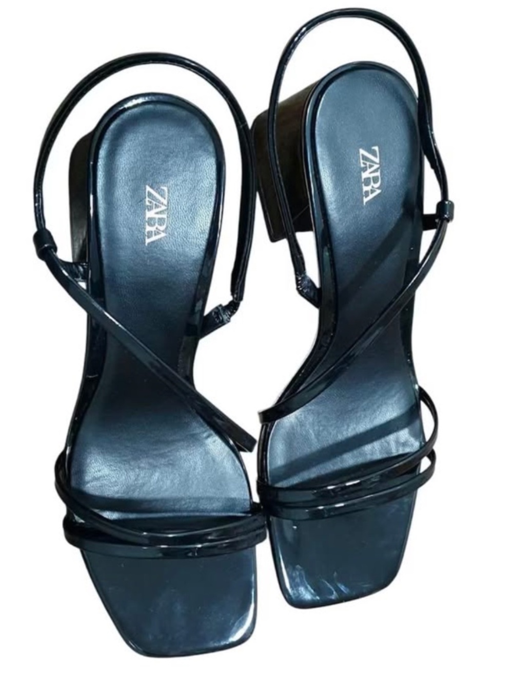 Zara Black Strap Block Heels